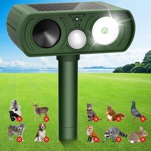 Solar Ultrasonic Animal Repellent Motion Sensor Waterproof Yard 2 Pack Green